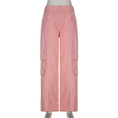 High-waisted multi-pocket straight overalls