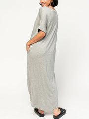 Women's Loose V-neck Split T-shirt Dress