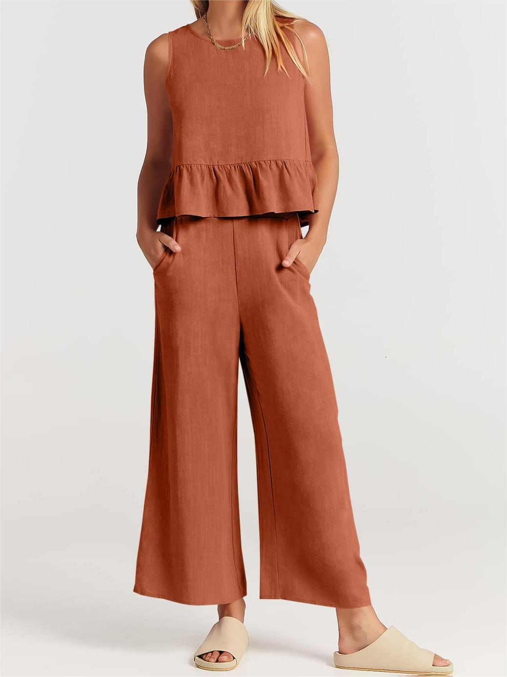 Women's Summer 2 Pieces Outfits - Lounge Set with Pockets