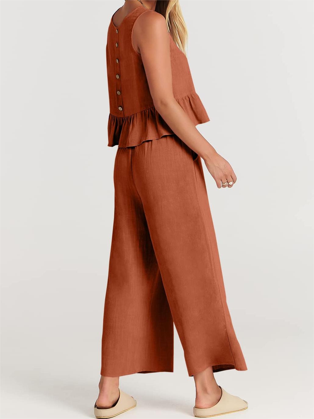Women's Summer 2 Pieces Outfits - Lounge Set with Pockets