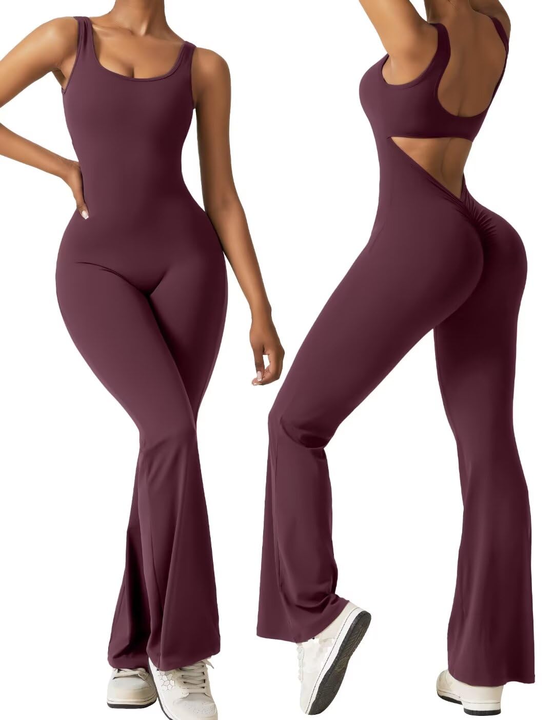 Women's Sleeveless Backless Flare Jumpsuits