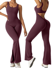 Women's Sleeveless Backless Flare Jumpsuits