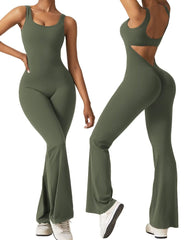 Women's Sleeveless Backless Flare Jumpsuits