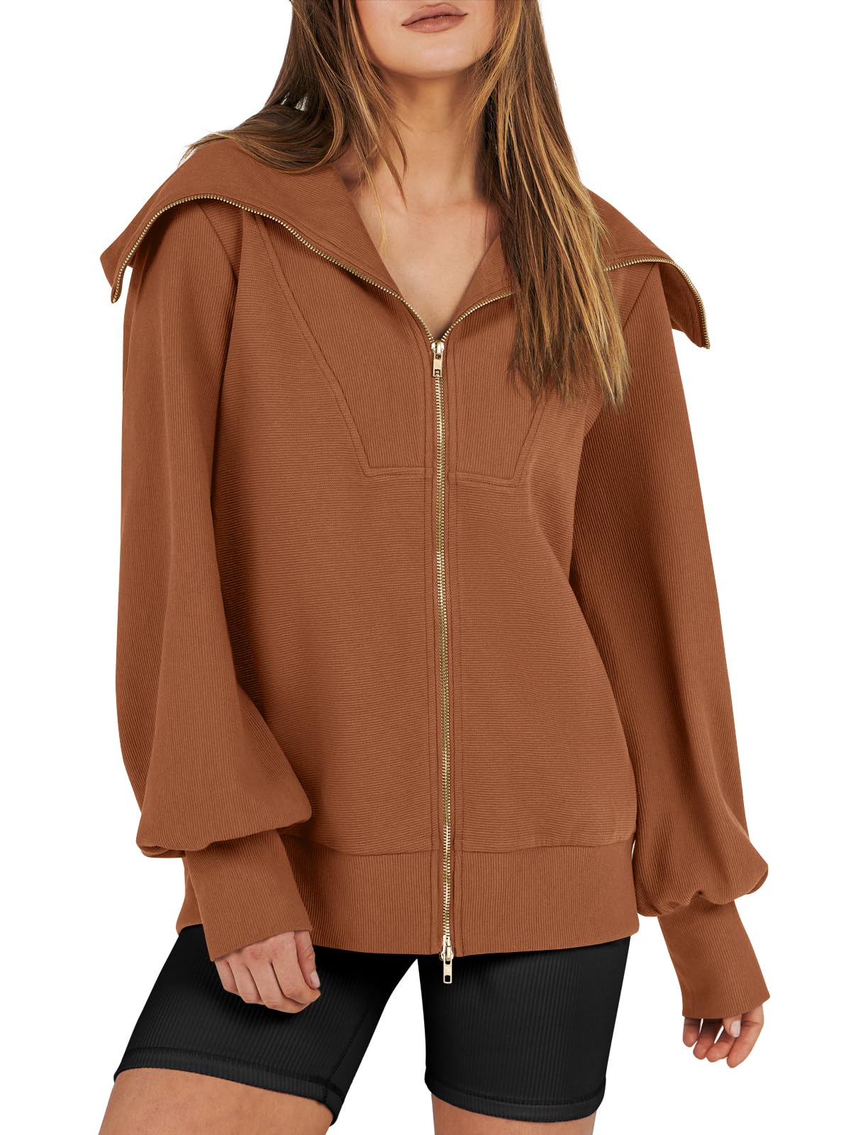 Women's Oversized Zip Up Sweatshirt