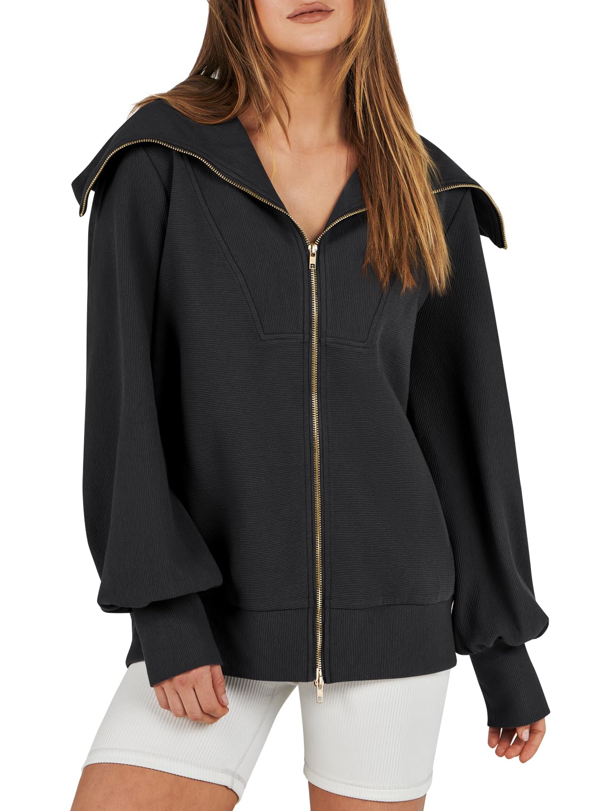 Women's Oversized Zip Up Sweatshirt