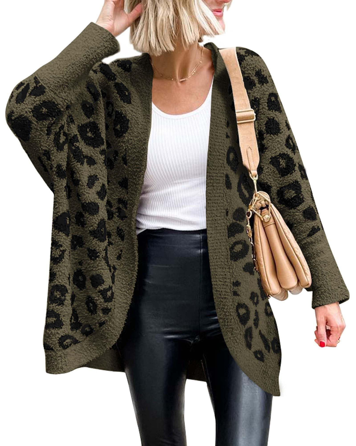 Women's Leopard Print Long Sleeve Cardigan Jacket