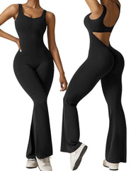 Women's Sleeveless Backless Flare Jumpsuits