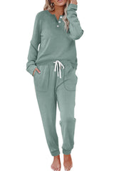 Women's Casual Button Sports Two-Piece Suit with Pockets