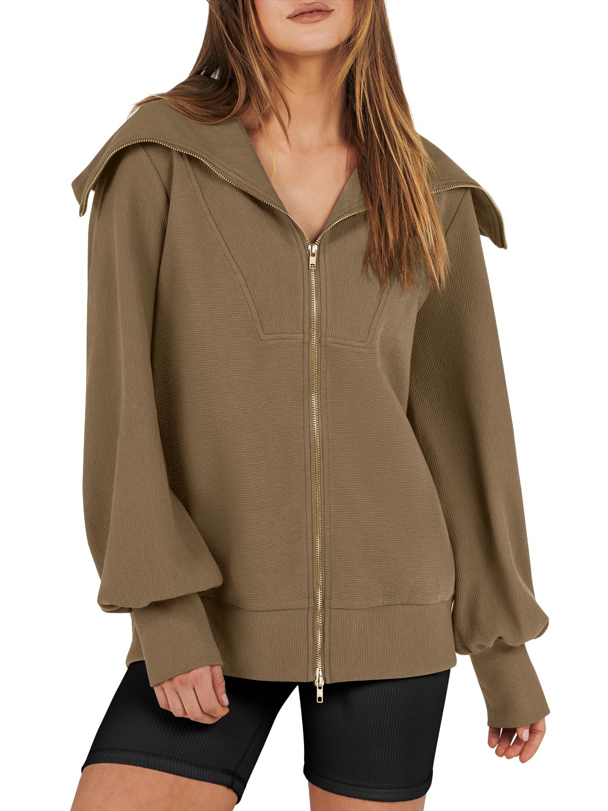 Women's Oversized Zip Up Sweatshirt
