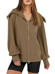 Women's Oversized Zip Up Sweatshirt