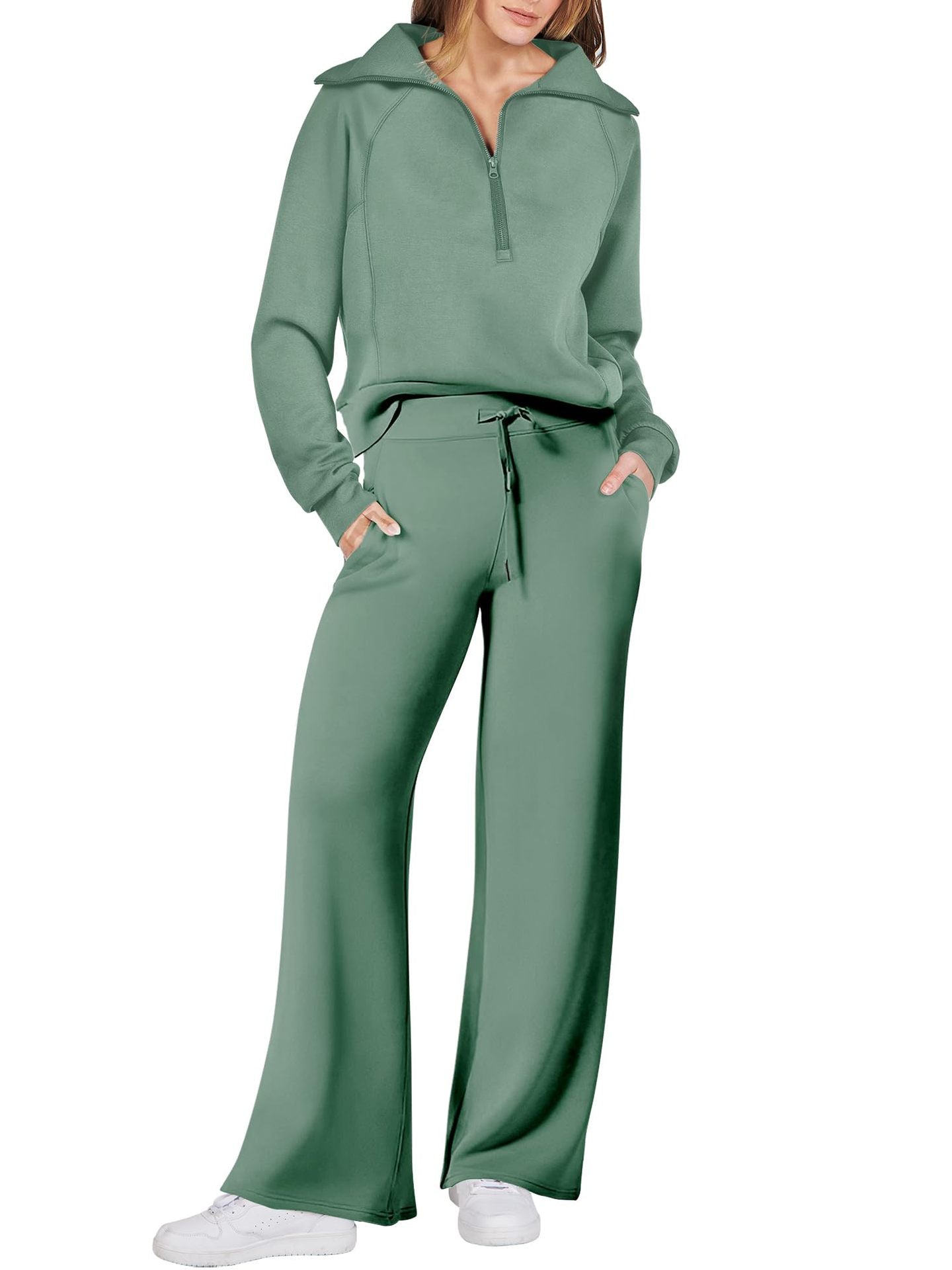 Women's Navy Collar Half Zip Suit