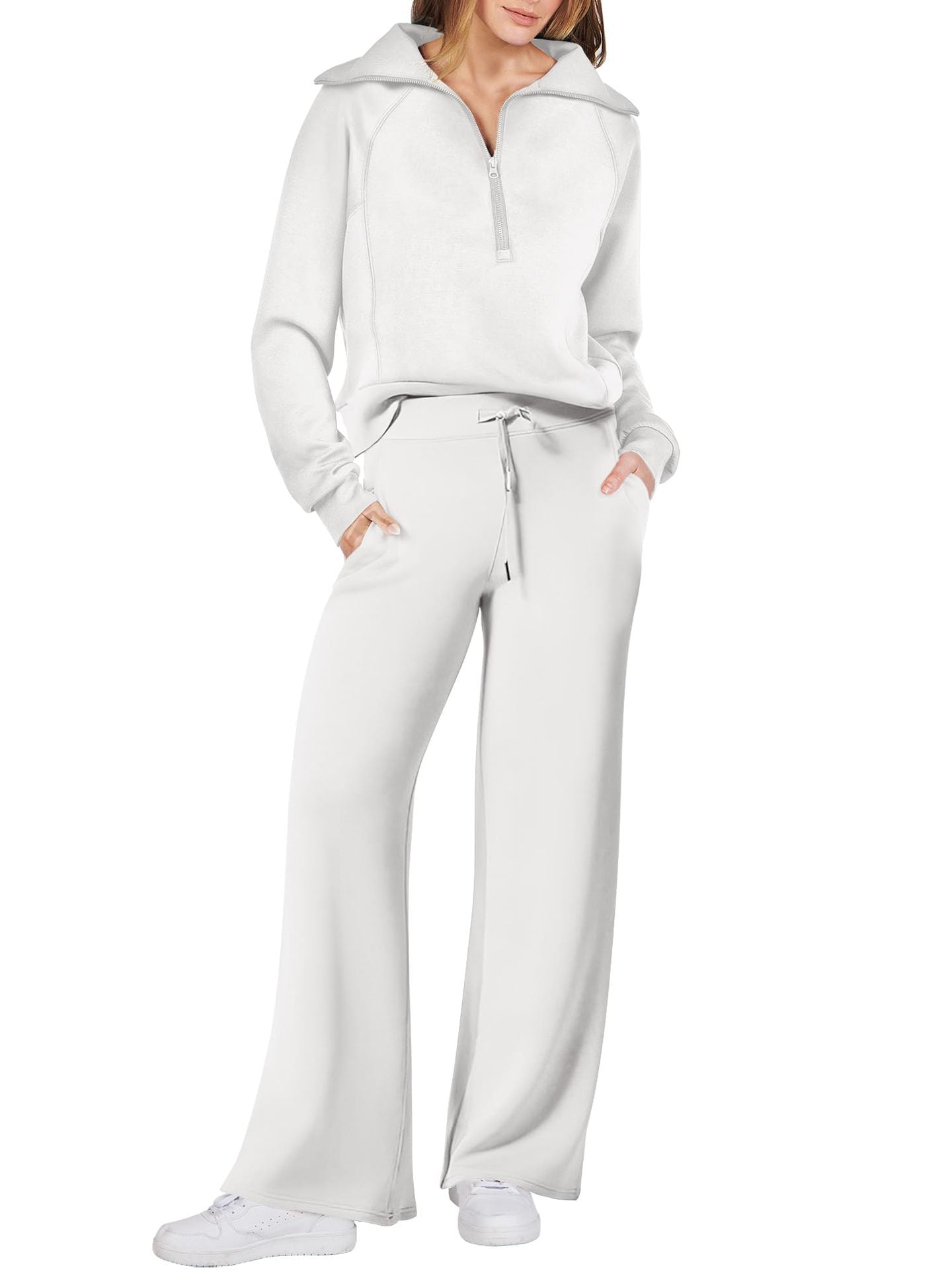 Women's Navy Collar Half Zip Suit