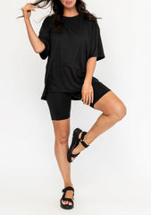 Women's Summer Crew Neck Oversized Biker Set