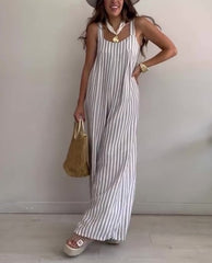 Women's Loose Casual Striped Jumpsuit