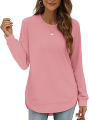 Women's High Low Curved Hem Tops