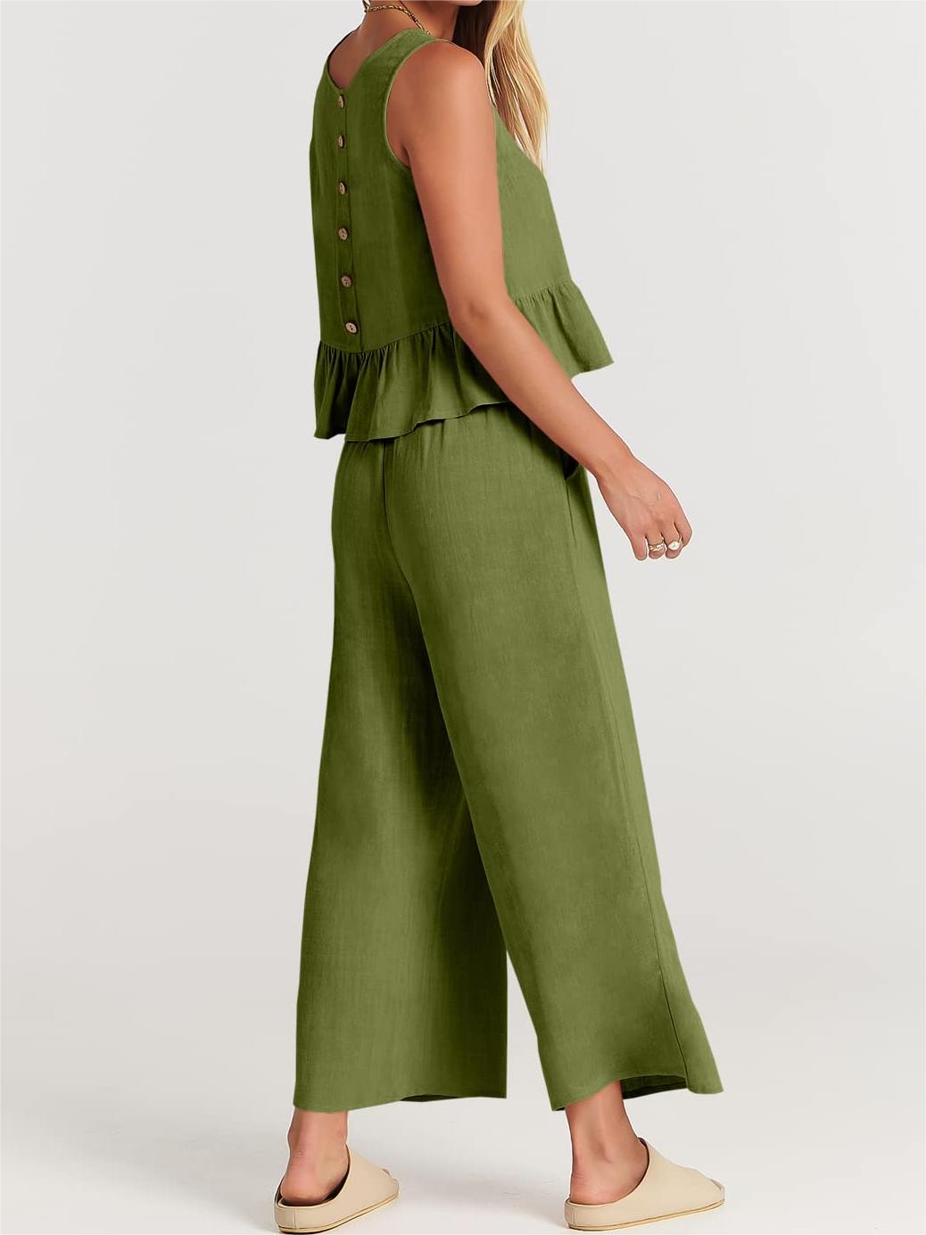 Women's Summer 2 Pieces Outfits - Lounge Set with Pockets