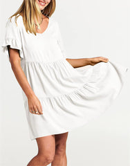 Casual Ruffle A-Line Flowy Mini Beach Dress