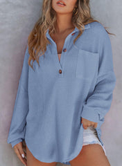 Women's Waffle Knit Long Sleeve Sweatshirt