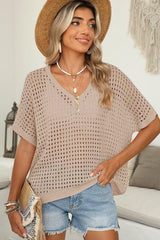 Women's Summer Hollow Out Crochet Knit Tops Beach Coverup