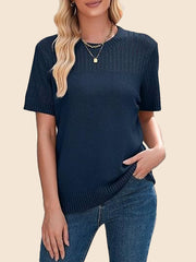 Women's Summer Hollow Out Short Sleeve Knit Tops