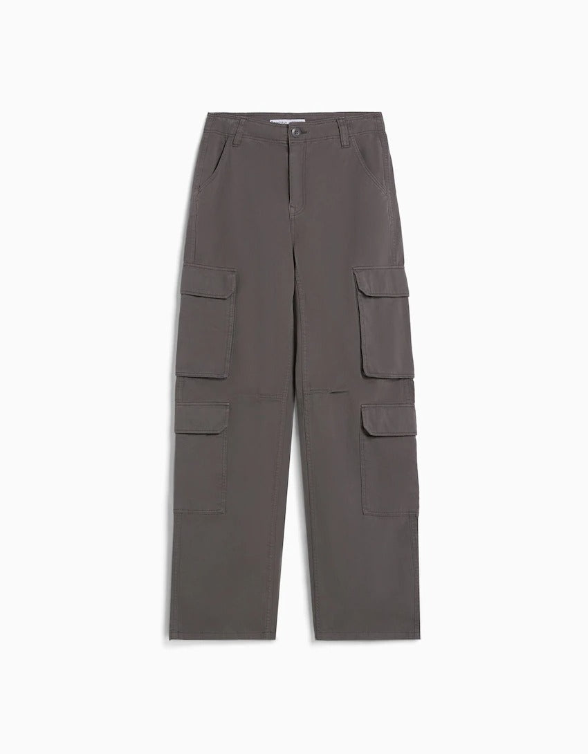 Adjustable Multi-pocket Twill Cargo Trousers