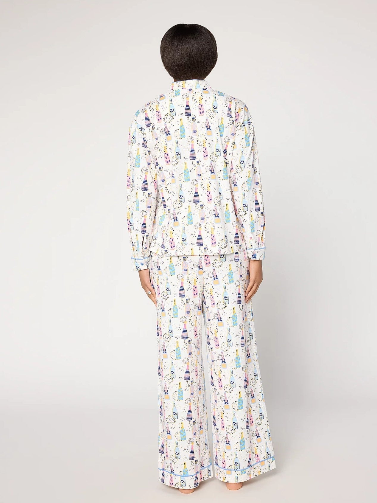 Women's Champagne Bottle Party Print Loungewear Set