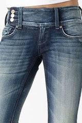 Vintage Button Mid Rise Flared Jeans