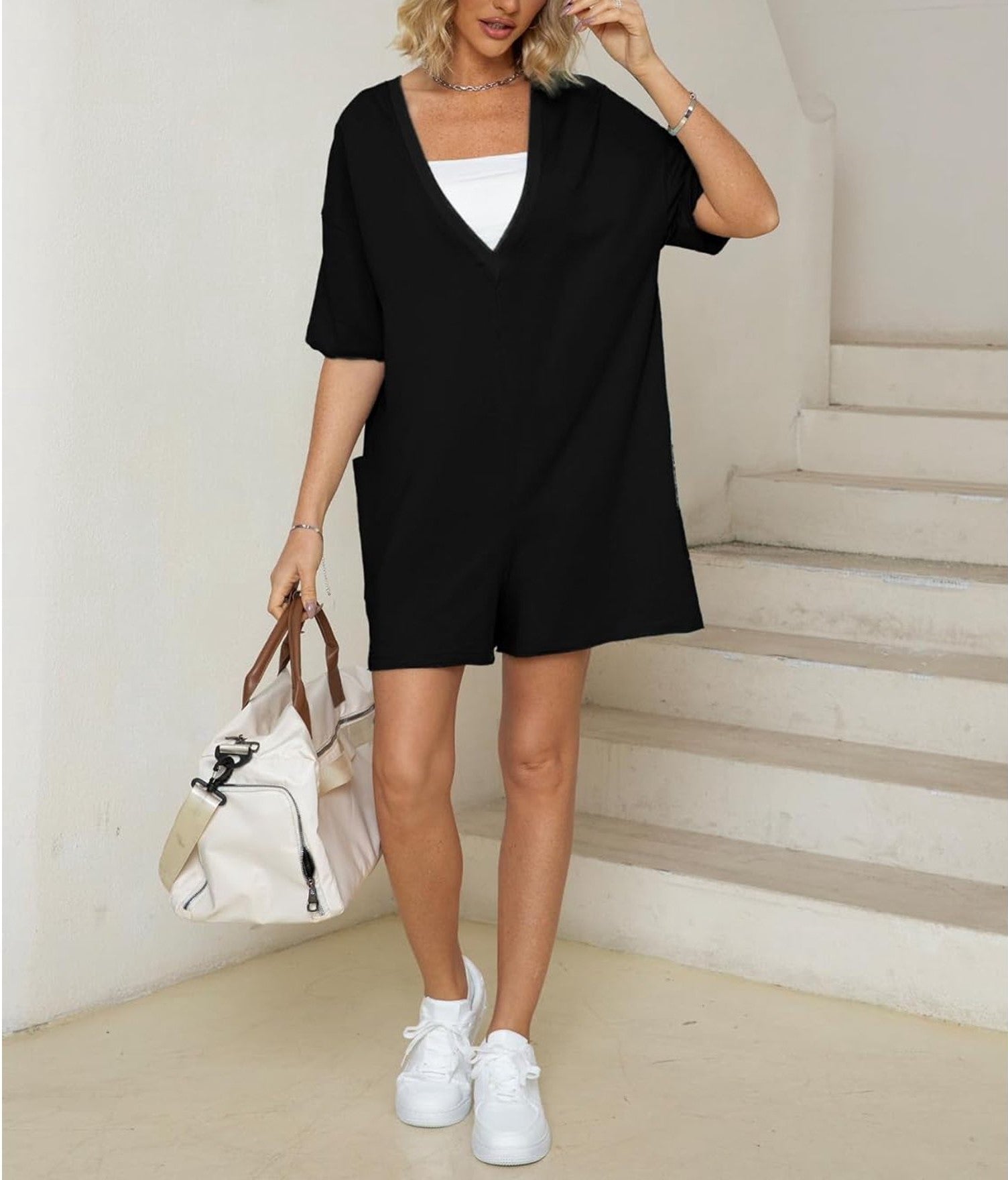 Women's Summer Oversized Reversible Tee Romper