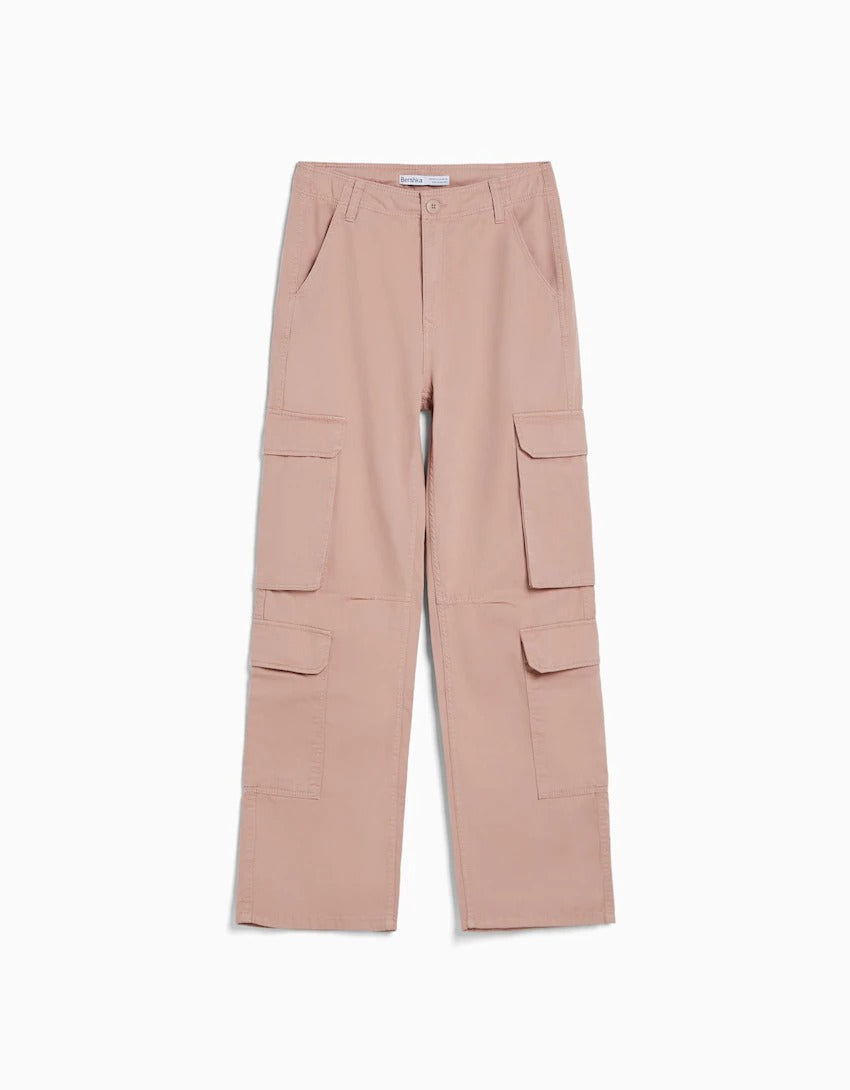 Adjustable Multi-pocket Twill Cargo Trousers