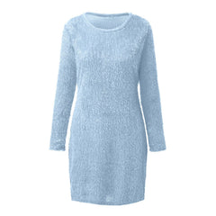 Women's Fashion Plush Sexy Waist Hugging Long-Sleeved Dress