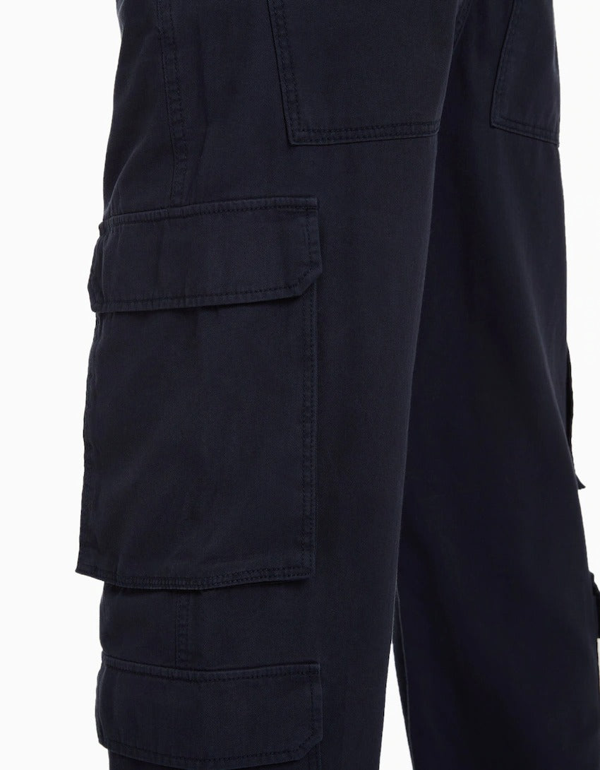Adjustable Multi-pocket Twill Cargo Trousers
