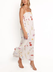 Women's Summer Spaghetti Strap Floral Print Maxi Dress
