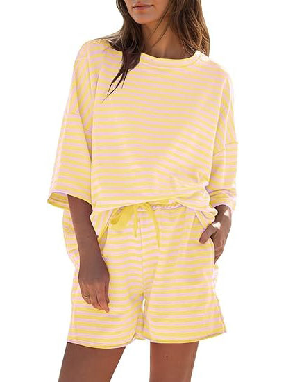 Women's Striped 3/4 Sleeve Lounge Sets