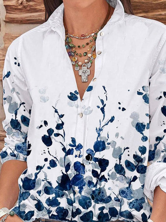 Floral Print Casual Lapel Long Sleeve Shirt