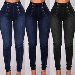 Double Breasted High Waist Skinny Jeans