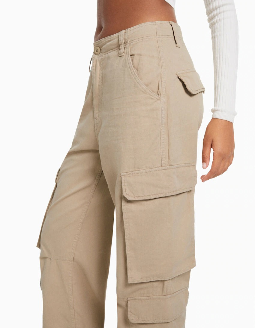 Adjustable Multi-pocket Twill Cargo Trousers