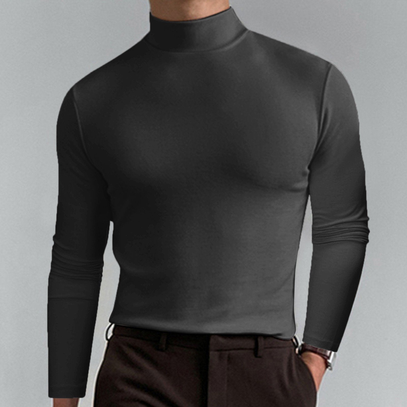 Hot Sale 40% OFF - Men's High Neck Slim Fit Long Sleeve T-shirt