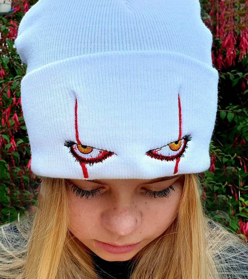 Penny Wise Scar Eyes Beanie Horror Clown Eyes Knit Hat