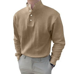 Gentleman's Simple Stand-up Collar Long Sleeved Polo Shirt