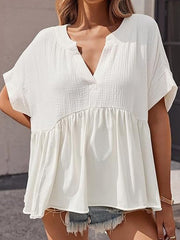 Women's Summer V Neck Babydoll Tops