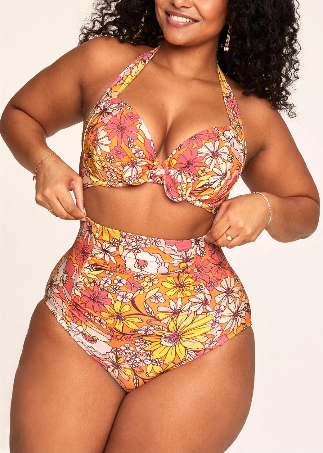 FLORAL ACTIVE HIGH WAISTED BIKINI SET