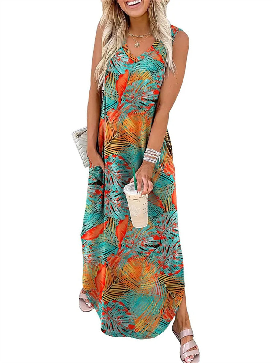 Women's Casual Side Slit Loose Tank Dress