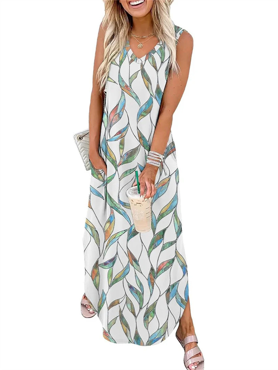 Women's Casual Side Slit Loose Tank Dress