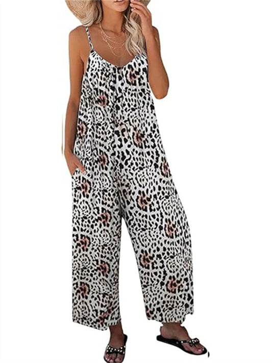 Women's Spaghetti Strap Wide Leg Jumpsuit with Pockets