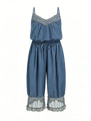 Women's Lace Camisole Jumpsuit with Cropped Trousers
