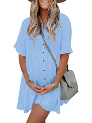 Women's Boho Print Button Front Babydoll Dress