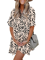 Women's Boho Print Button Front Babydoll Dress