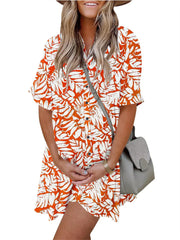 Women's Boho Print Button Front Babydoll Dress