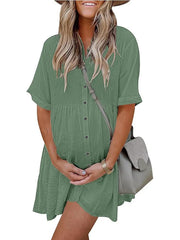 Women's Boho Print Button Front Babydoll Dress