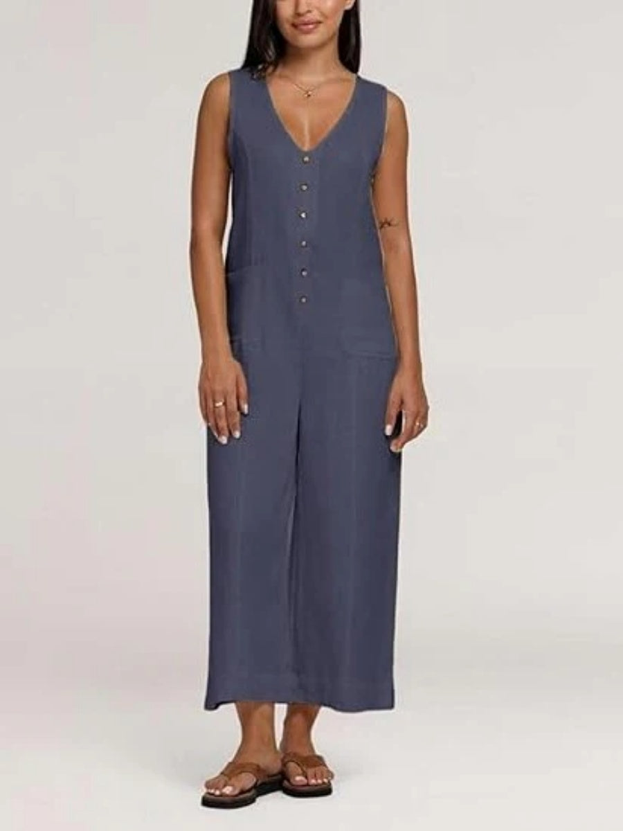 Women's Loose Fit Sleeveless Wide Leg Overalls